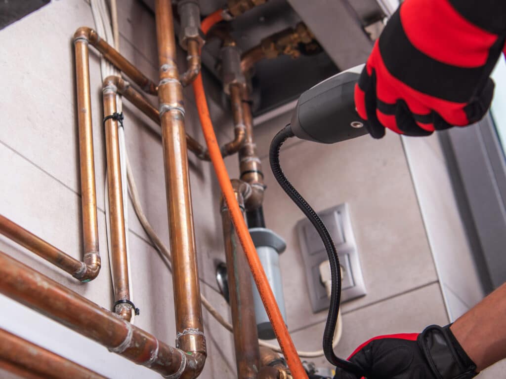 HVAC Worker with Natural Gas Detector